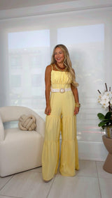 7606 Corset waist jumpsuit with belt