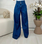2085 Denim pants with front closure
