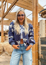 5242 Leaf embroidery quilted jacket