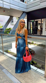 1553 Denim printed maxi dress