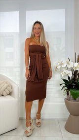 6066 Strapless midi dress