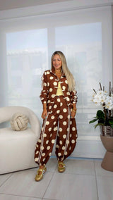 7058 Polka dot jacket and jogger set