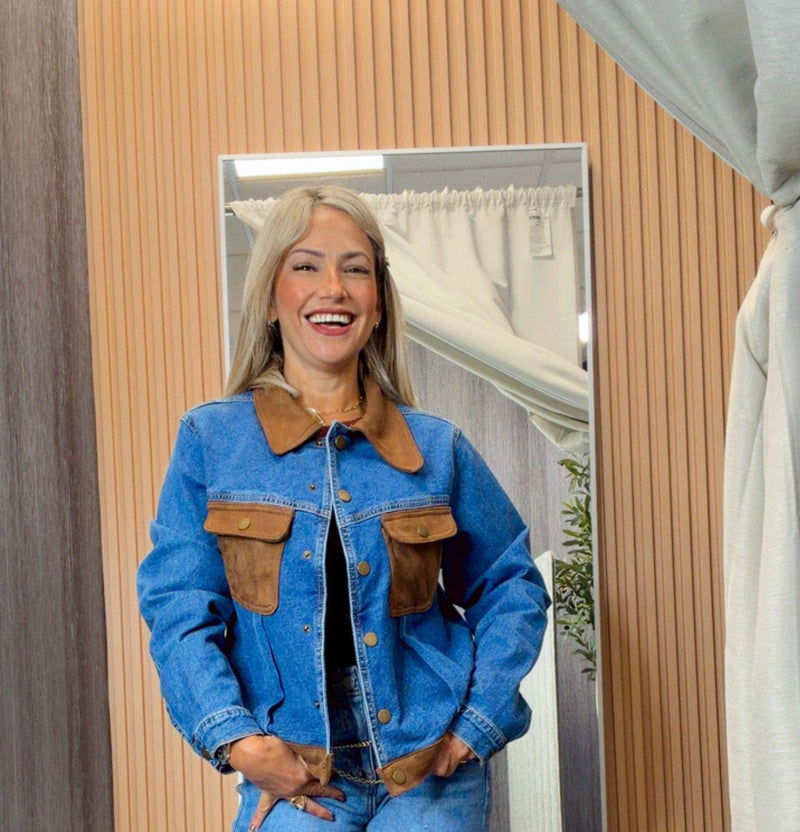 1955 Denim contrast suede jacket