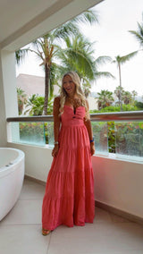 2159 Textured maxi dress with front cut out
