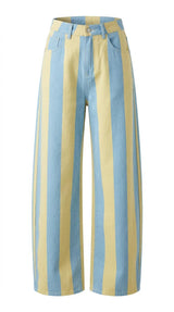0504 High rise striped wide leg pants