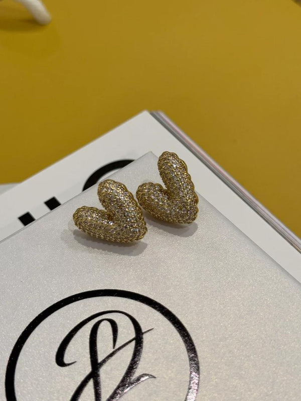 DL03 Mini pave heart earrings