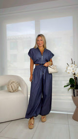 4649 Zip-up top and bubble pants set