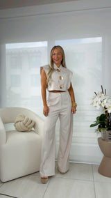 2090 Button gold top and pants set
