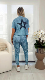 1580 Leopard star print jacket and jogger set