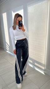 7134 Leather pants with elastic waist