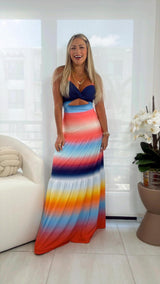 1553 Sunset printed maxi dress