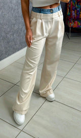 3719 Pants with denim waist