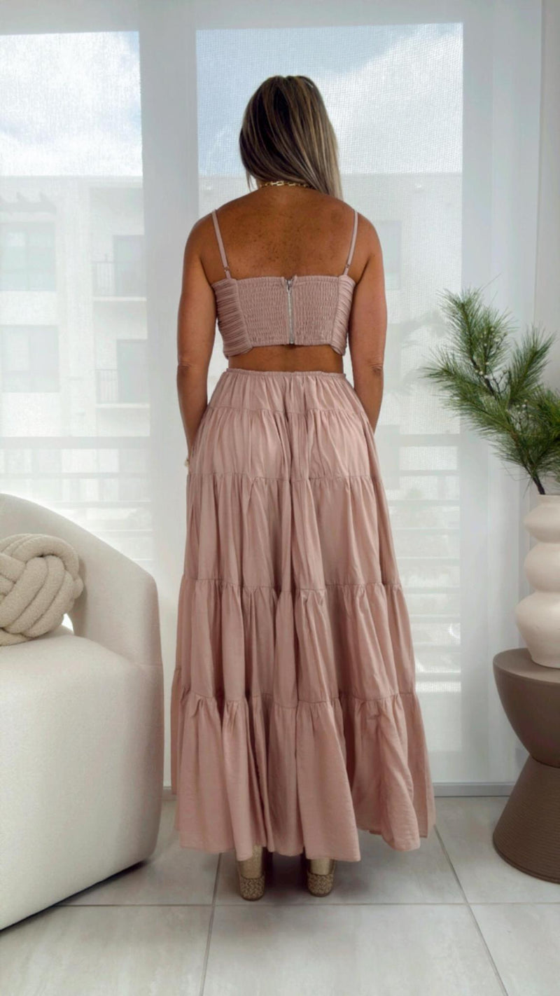 4678 Open back cut out woven dress