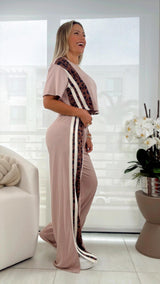 1434 Trim tape top and pants set