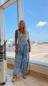 1952 Mixed Print Side-Stripe Jumpsuit kiut