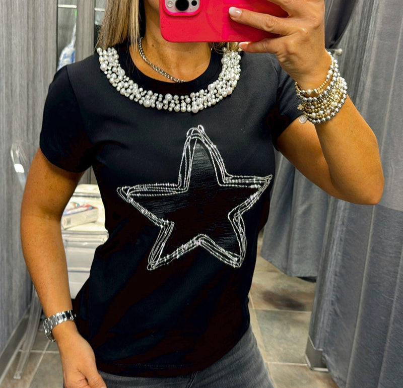 1841 Star and pearls detail T-shirt