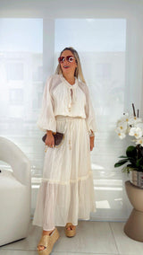 8195 Boho top and maxi skirt set