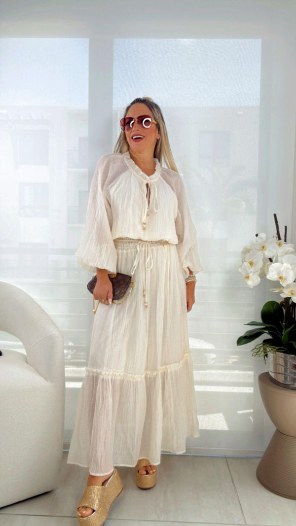 8195 Boho top and maxi skirt set