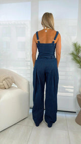 1050 Textured denim baggy jumpsuit