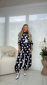 7058 Polka dot jacket and jogger set