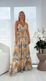 2828 Printed woven maxi dress