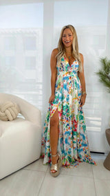 8941 Aquarela printed maxi dress