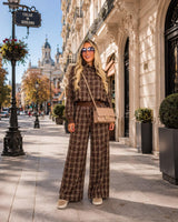 5076 Plaid bubble jacket and pants set