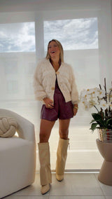 2814 Furry fox gold button sweater