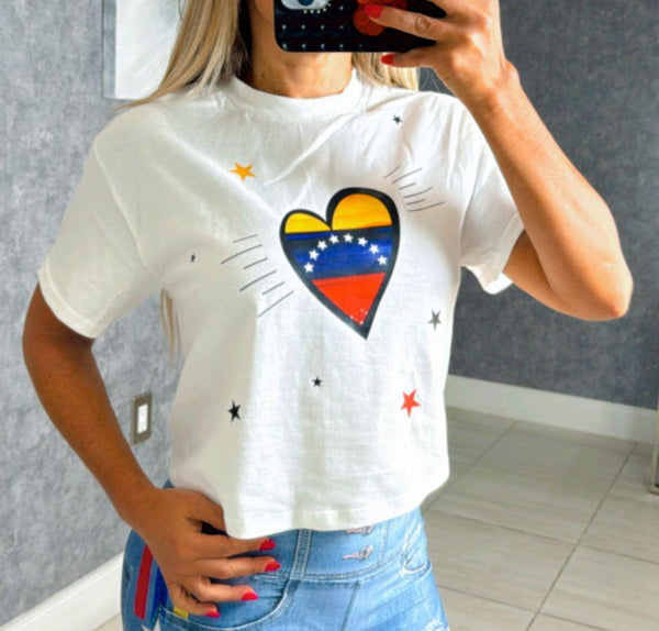 0024 Vzla heart print T-shirt