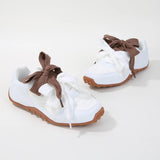 8838 Lacey dual bows trail sneakers white