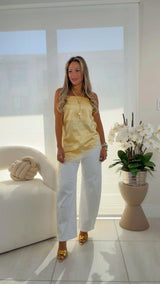 6398 Strapless asymmetric satin top