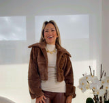 Y500 Bunny cropped faux fur coat jacket