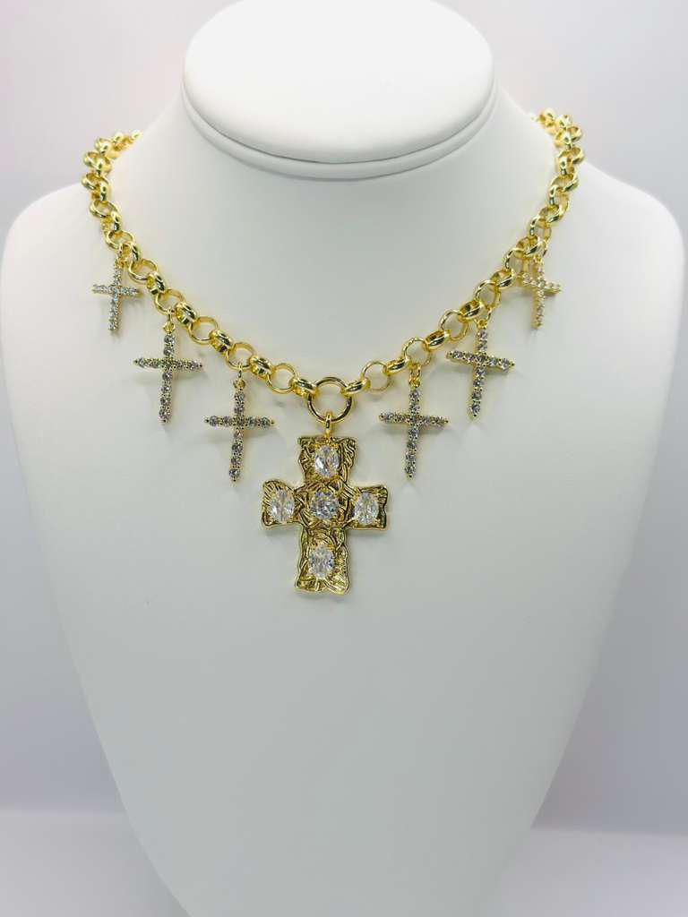 N1182 Dana Cross Gold Necklace