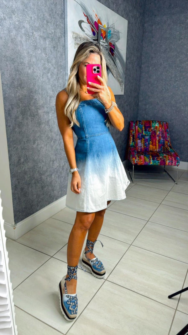 0705 Washed denim mini dress