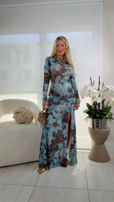 1259 Mock neck longsleeve maxi dress