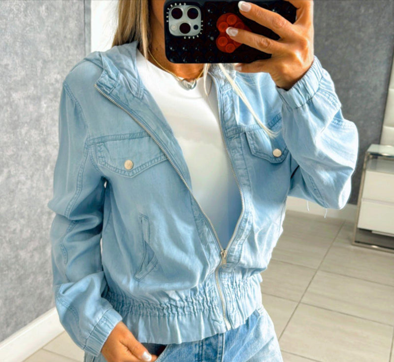0848 Jacket denim with zipper