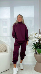 0043 Mock neck pullover and jogger pant set