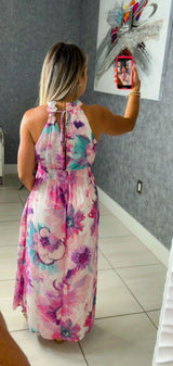 A232 Floral print midi dress