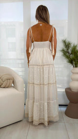 863 Crochet and eyelet maxi dress