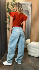 2504 Barrel buttons denim pants