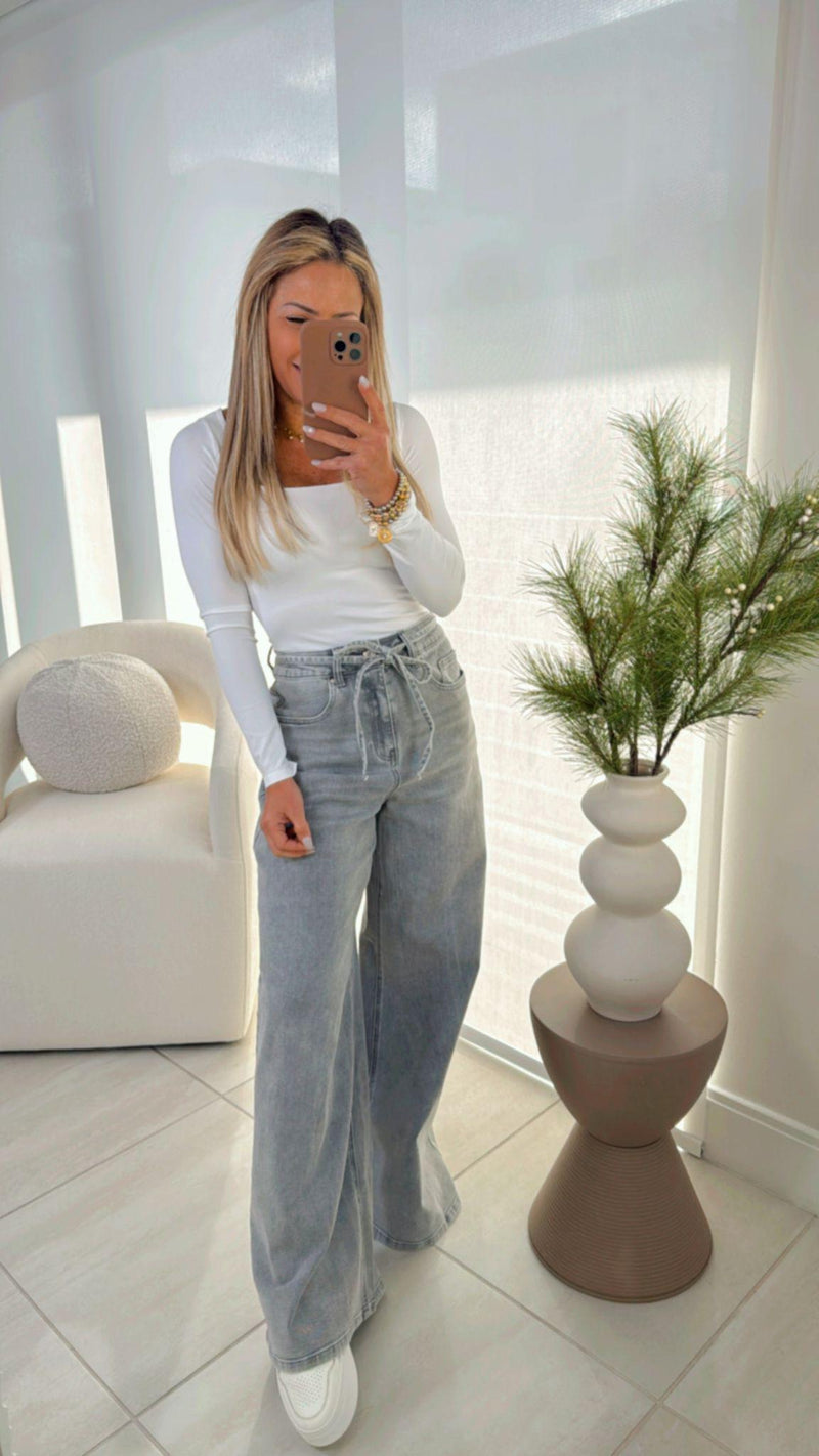 8808 Denim wide leg pants