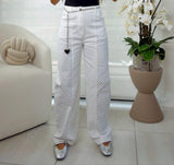 3166 Mini polka dots on side barrel pants