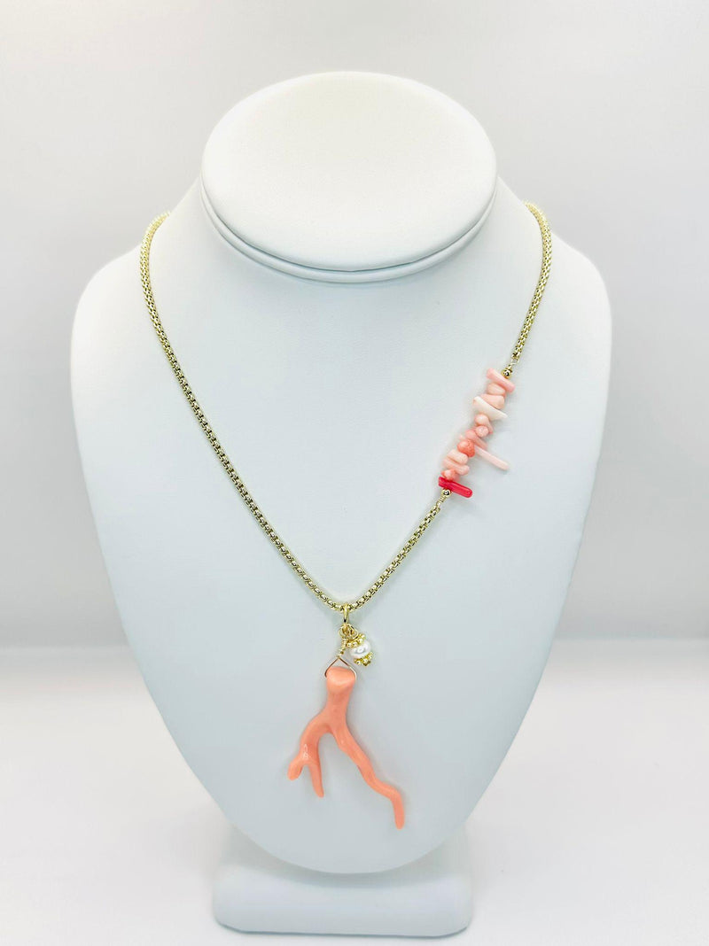 N1147 Coral and pearl necklace