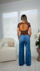 5806 Open back short sleeve top