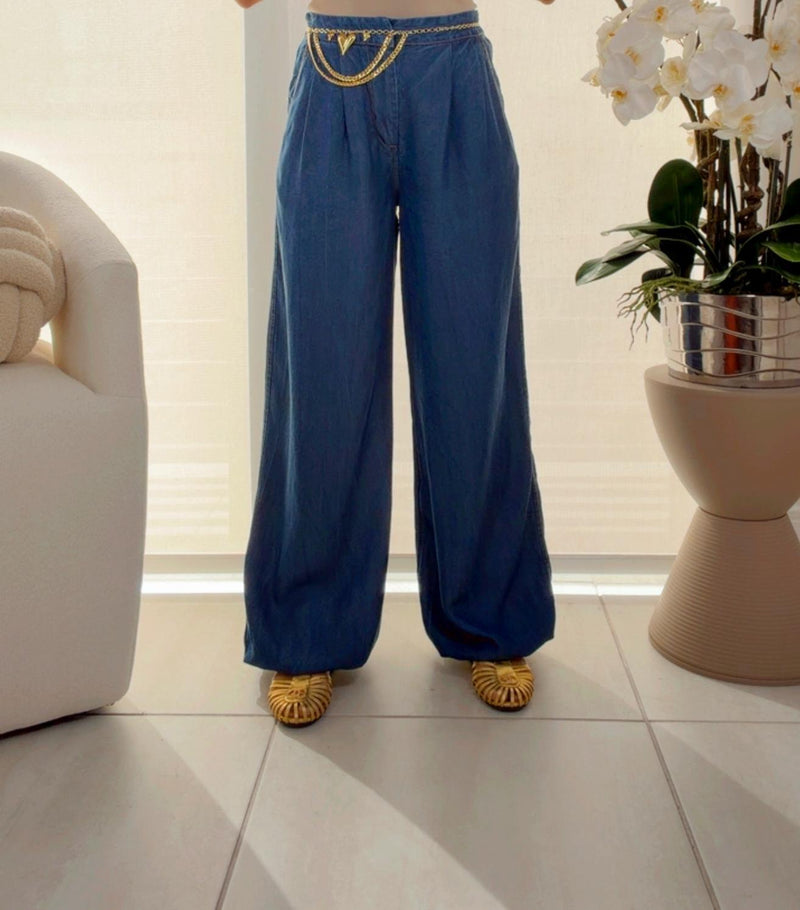 8111 Lyocell light denim balloon pants