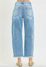 1881 High rise crop barrel distressed pants