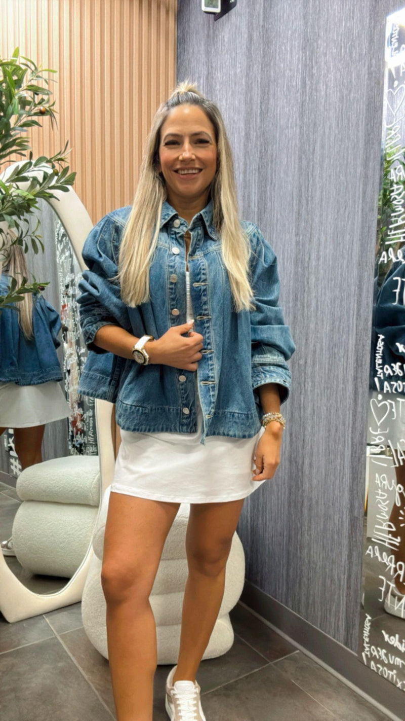 2823 Pleated denim jacket