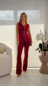 7003 Gold buttons vest and pans set