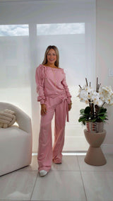6818 Off shoulder sweater and pants set