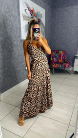 2207 Leopard print long dress